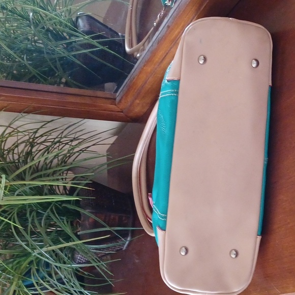 Tignanello Teal & Tan Leather Shoulder Bag - Picture 7 of 11